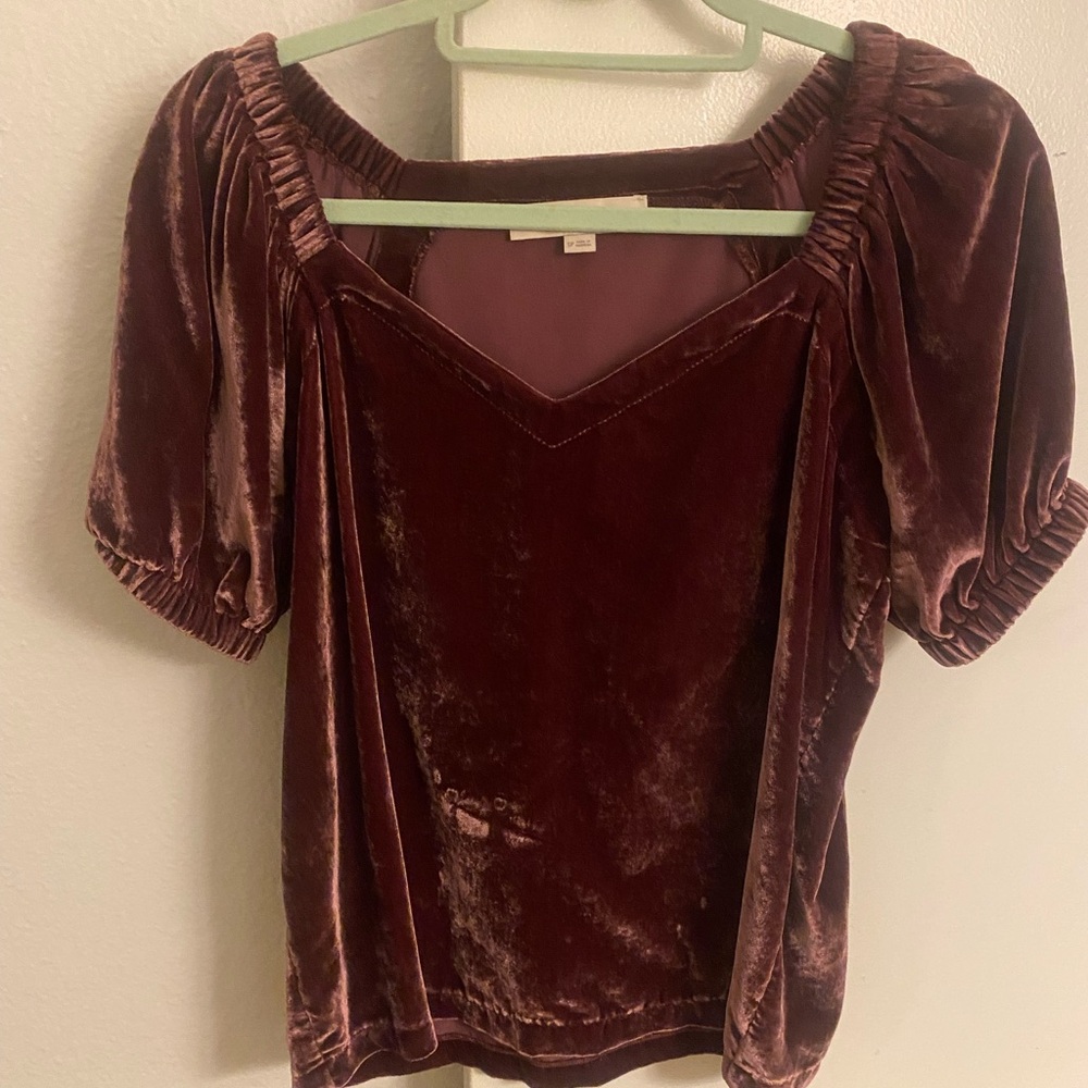 LOFT Velvet shirt in Rich Burgundy